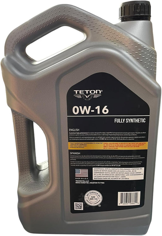 0W-16 Advanced Full Synthetic Motor Oil 5 Quarts 4.73L High Performance Advanced Motor Oil API SP ILSAC GF-6B For Select Honda & Toyota Engines Also For Hybrid Made in USA (Pack of 1)