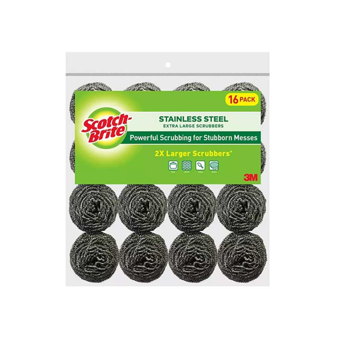 Scotch-Brite Stainless Steel Extra Large Scrubbers, 16 ct.