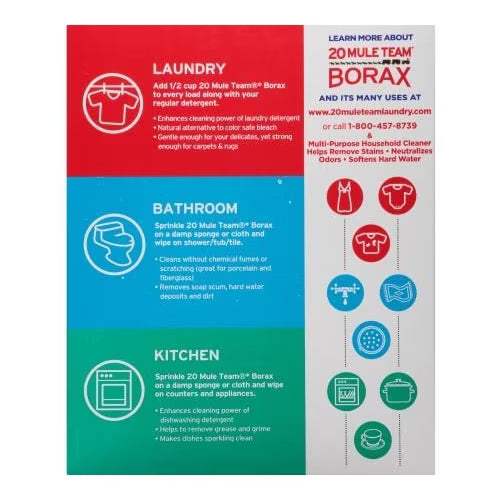 Borax Twenty Mule Team Detergent Booster 65 Ounce - Pack of 5