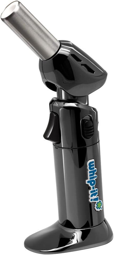 Flex Rotating 3 Angles Chef Culinary Cooking Torch Unique Nozzle Piezoelectric Butane Torch, Black Chrome