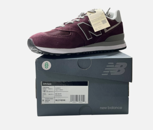 New Balance 574 Core Women's Burgundy Shoes US Size 10.5 Style Code WL574EVM