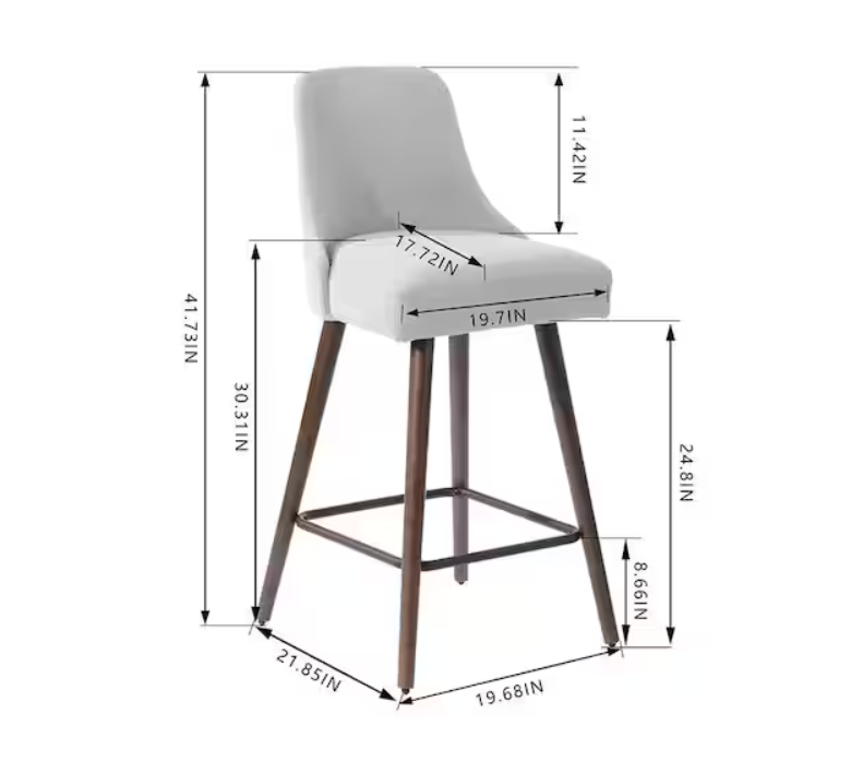 30 in. Benfield Stone Gray/Sable Wood Upholstered Bar Stools with Back (Set of 2)