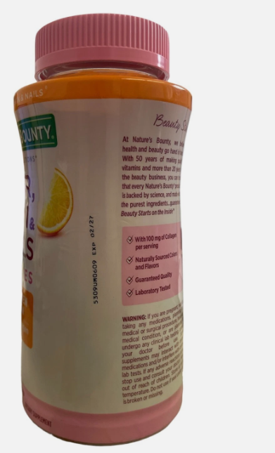 Lot of 2 Nature's Bounty Hair Skin & Nails with Biotin & Collagen 140 count Each
