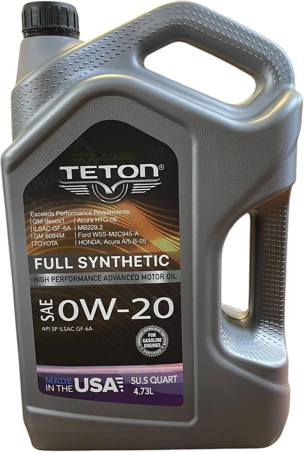 0W-20 Advanced Full Synthetic High Performance Advanced Motor Oil API SP ILSAC GF-6A 5 Quarts 4.73L Made in USA For Gasoline Engines (3)