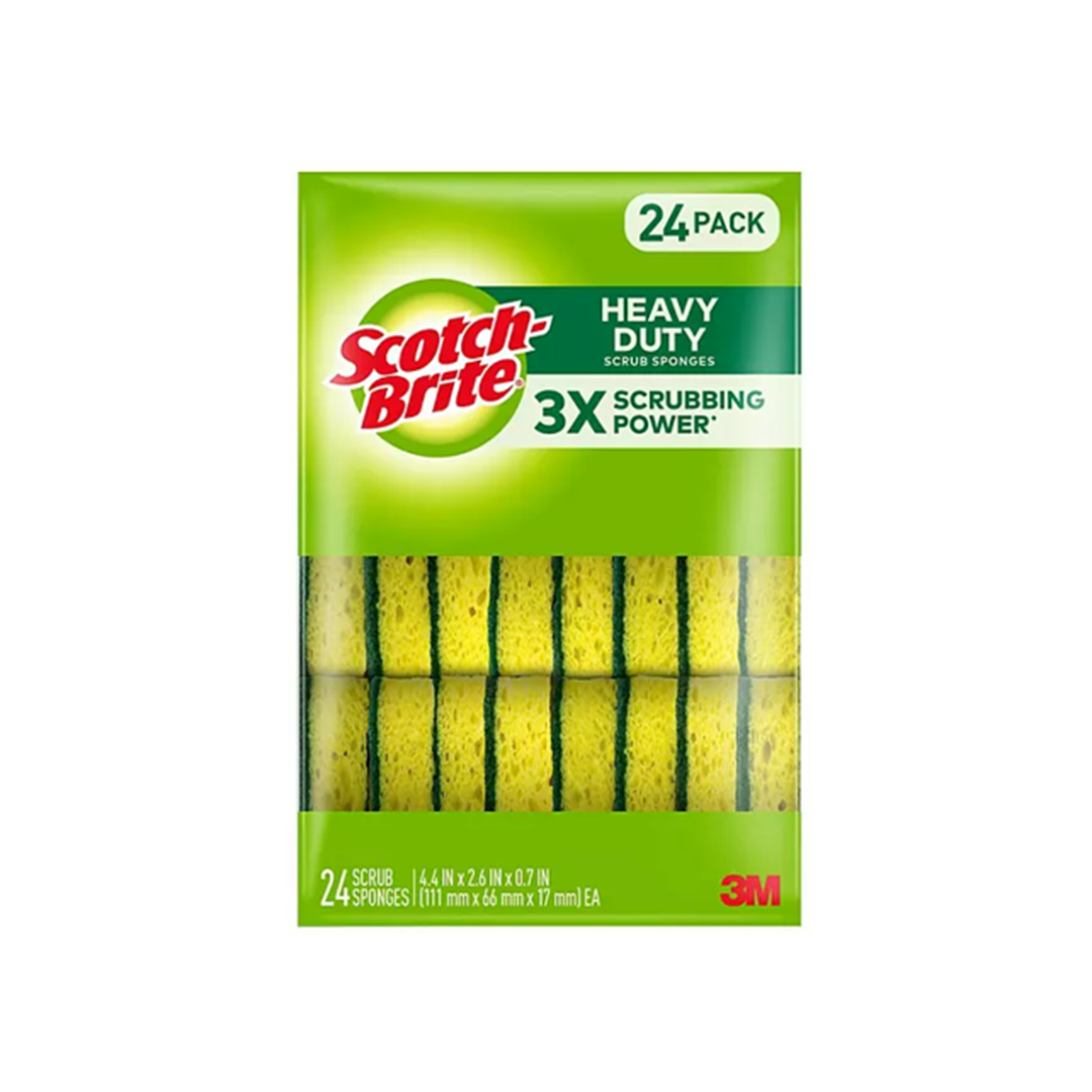 Scotch-Brite Heavy Duty Scrub Sponges, For Washing Dishes and Cleaning Kitchen,  24 Scrub Sponges