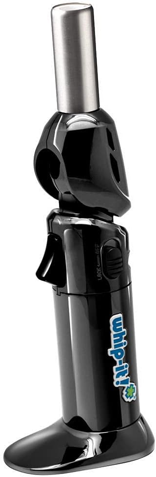 Flex Rotating 3 Angles Chef Culinary Cooking Torch Unique Nozzle Piezoelectric Butane Torch, Black Chrome
