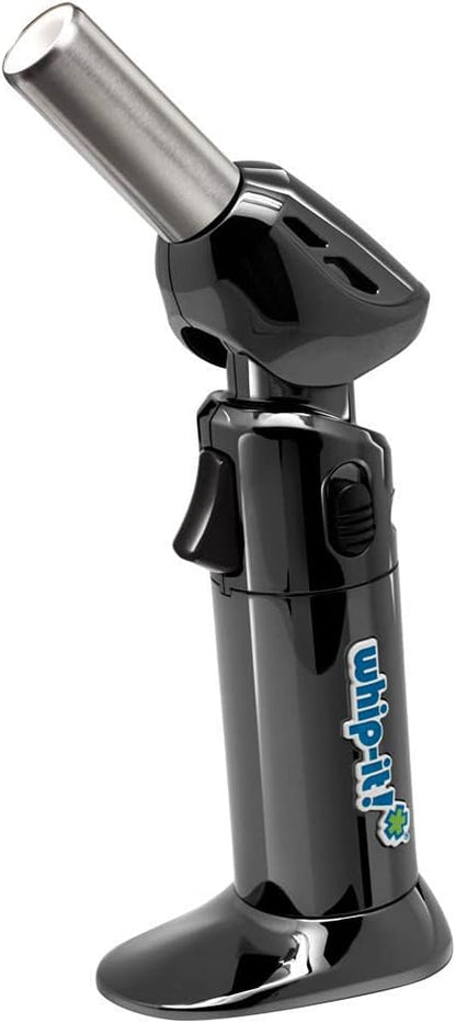 Flex Rotating 3 Angles Chef Culinary Cooking Torch Unique Nozzle Piezoelectric Butane Torch, Black Chrome