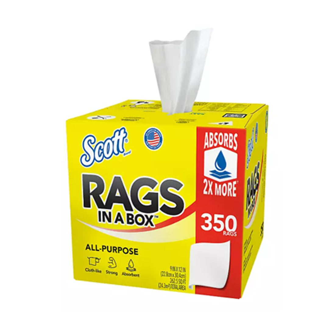 Scott Rags In a Box, White, All Purpose  350 Sheets/Box