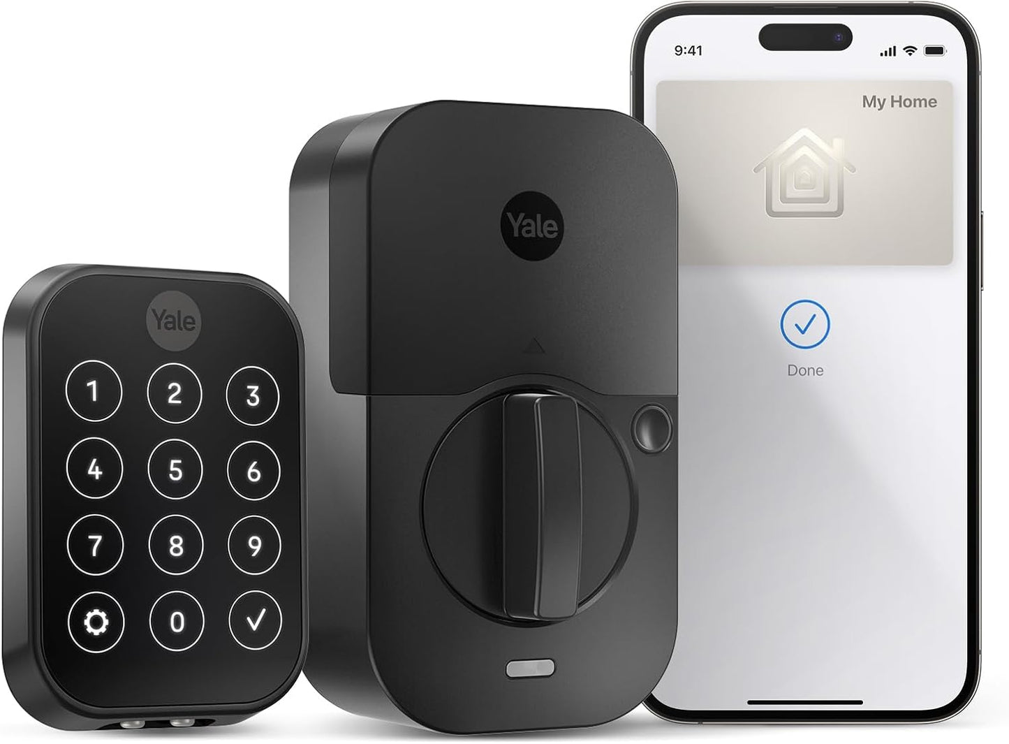 Yale Assure Lock 2 Plus Apple Home Keys (Tap to Open) Deadbolt, Black Suede Smart Keyless Entry Door Lock with Wi-Fi Connected Keypad for Code Entry and Remote Access, YRD450-N-WF1-BSP