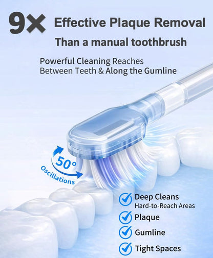 Keheal Sonic Electric Toothbrush, Oscillation&Sonic Vibration Cleaning for Adults & Teens, 4 Soft Bristle Brush Heads, Waterproof Travel Rechargeable Electric Toothbrush, Smart Timer