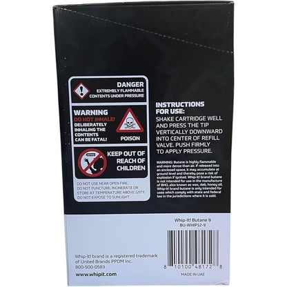 Whip-It! Purified Butane 9X Torch Lighter Refill with 5 Universal Plastic Tips 320ml Each 12 Cans