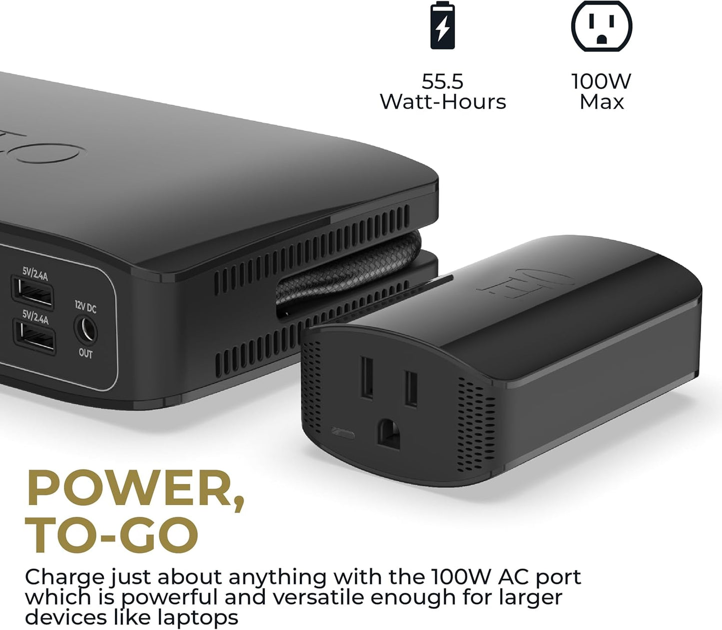 HALO Bolt Air+ AC 55500 Portable Car Battery Jump Starter | 100 PSI Air Compressor, 55.5Wh USB Power Bank with AC Outlet, Emergency Floodlight & Charger, Jump Cars SUVs & Trucks, Inflate Tires — Black