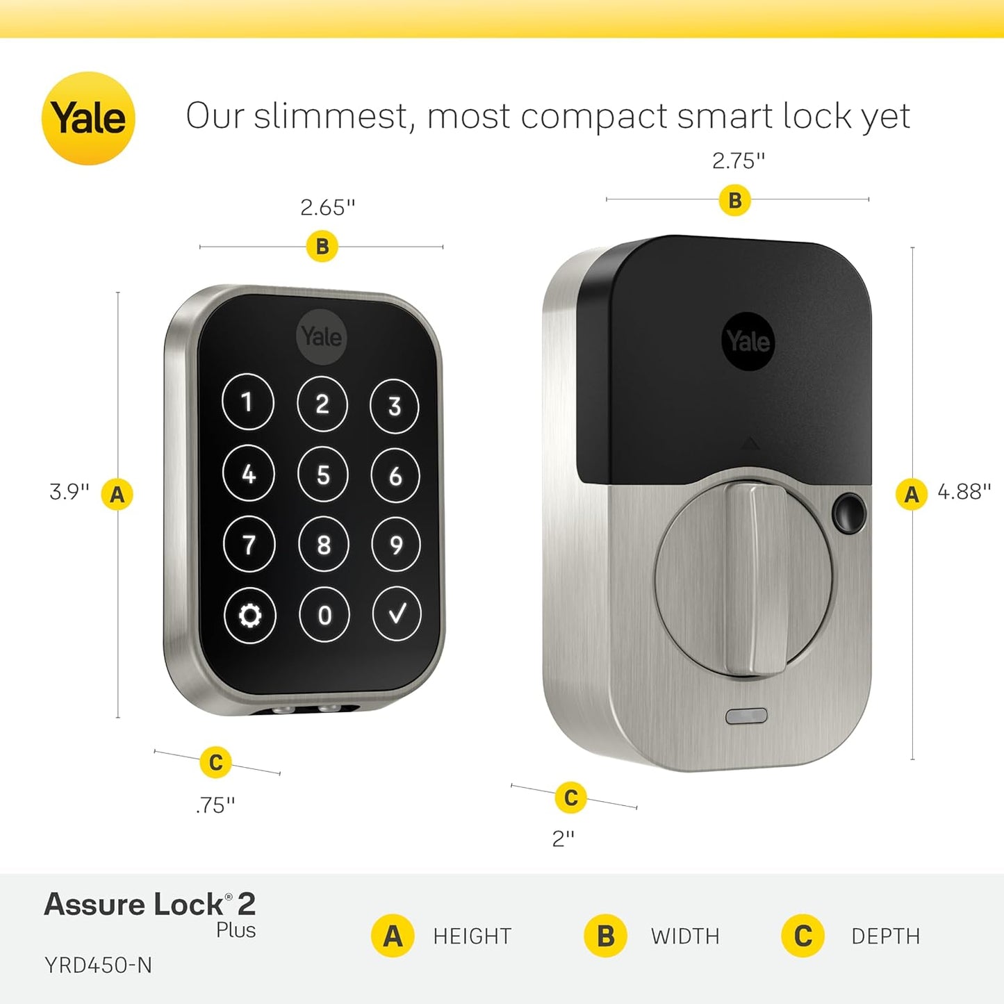 Yale Assure Lock 2 Plus Apple Home Keys (Tap to Open) Deadbolt, Black Suede Smart Keyless Entry Door Lock with Wi-Fi Connected Keypad for Code Entry and Remote Access, YRD450-N-WF1-BSP