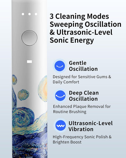Keheal Sonic Electric Toothbrush, Oscillation&Sonic Vibration Cleaning for Adults & Teens, 4 Soft Bristle Brush Heads, Waterproof Travel Rechargeable Electric Toothbrush, Smart Timer