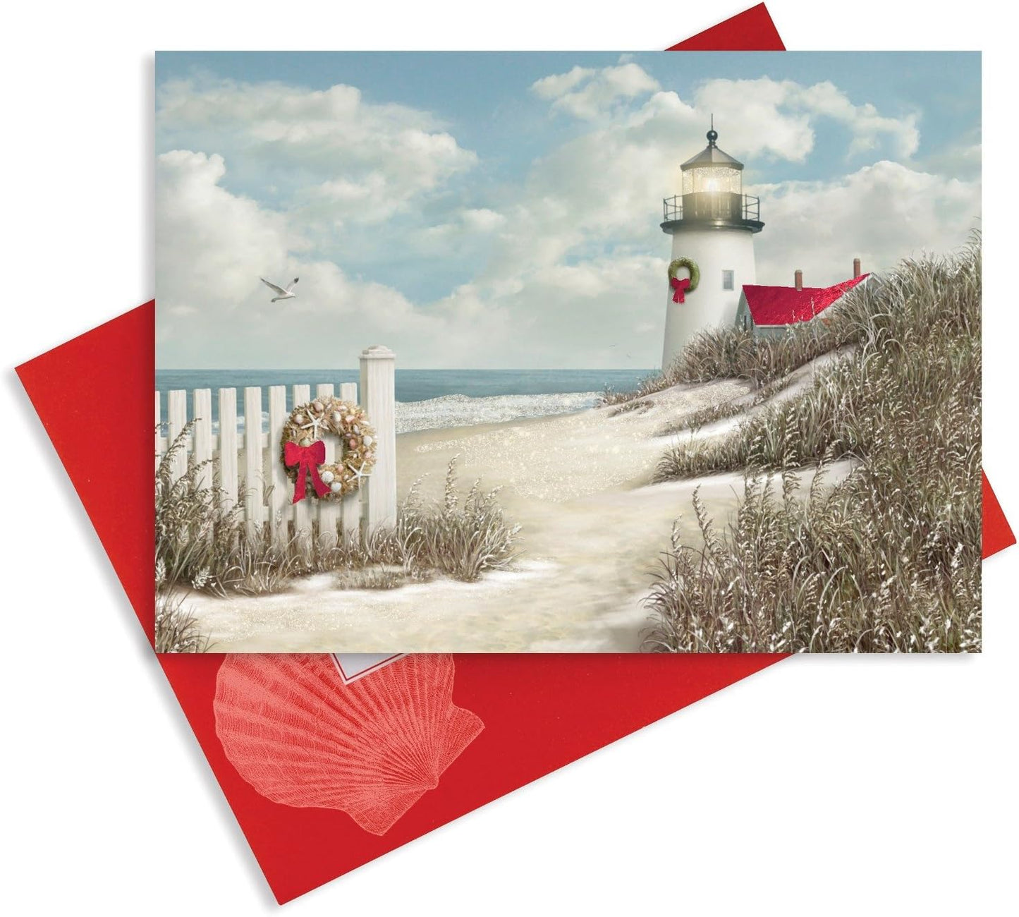 Peaceful Shore Lighthouse Scene 16 Holiday Boxed Greeting Cards and Envelopes