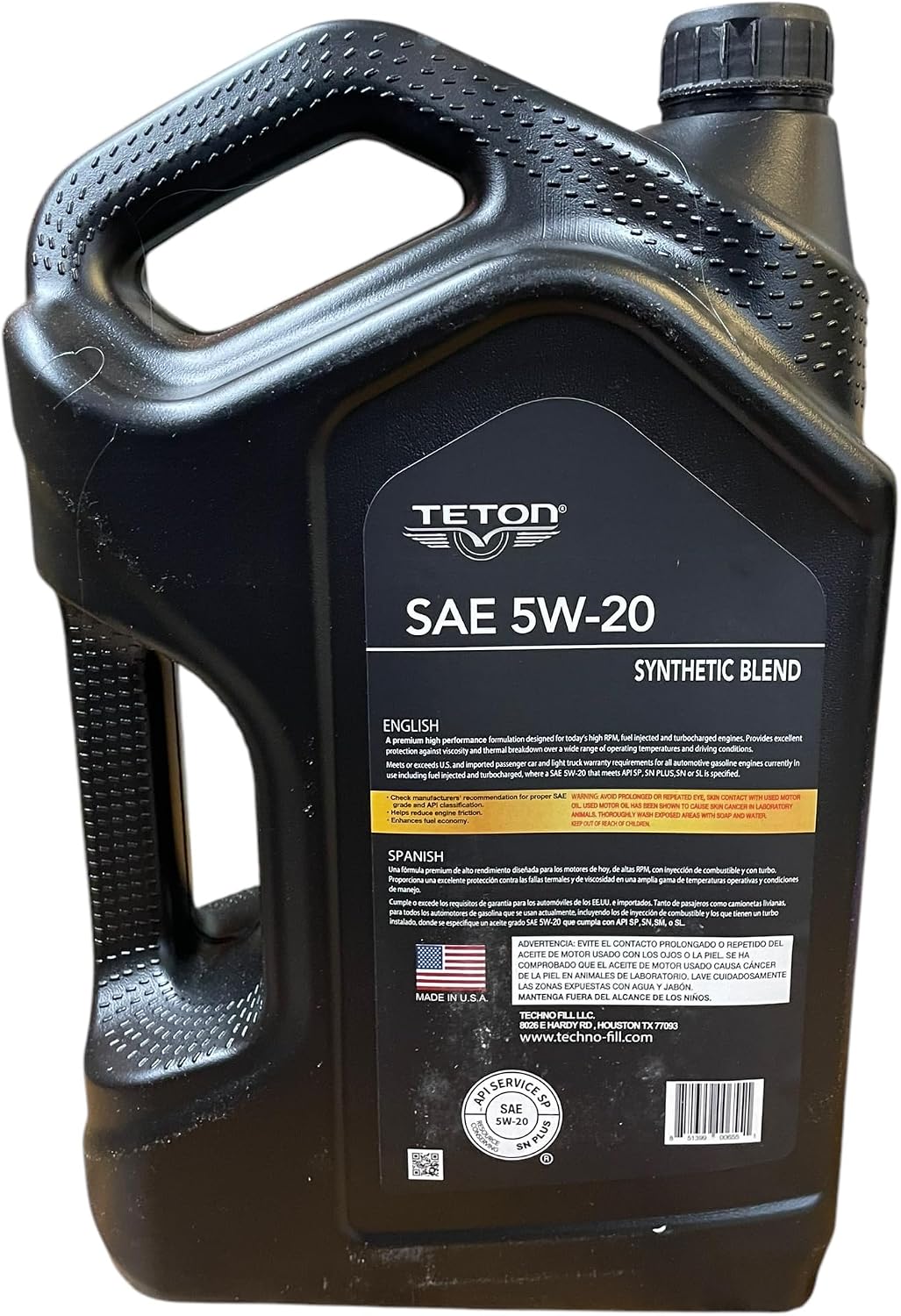 Teton 5W-20 Synthetic Blend High Performance Advanced Motor Oil API SP ILSAC GF-6A For Gasoline Engines 5 Quarts 4.73L Made in USA (1)