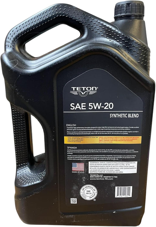 Teton 5W-20 Synthetic Blend High Performance Advanced Motor Oil API SP ILSAC GF-6A For Gasoline Engines 5 Quarts 4.73L Made in USA (1)