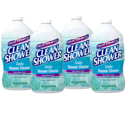 Clean Shower Daily Shower Cleaner Value Size Refill, Fresh Clean Scent, Prevents Soap Scum and Mildew Stains, 60 fl oz (Pack of 4)