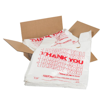 Pallet of 100 Pcs THANK YOU T-Shirt Bags 11.5" x 6.5" x 21" White Plastic Shopping bag 1000 Quantity