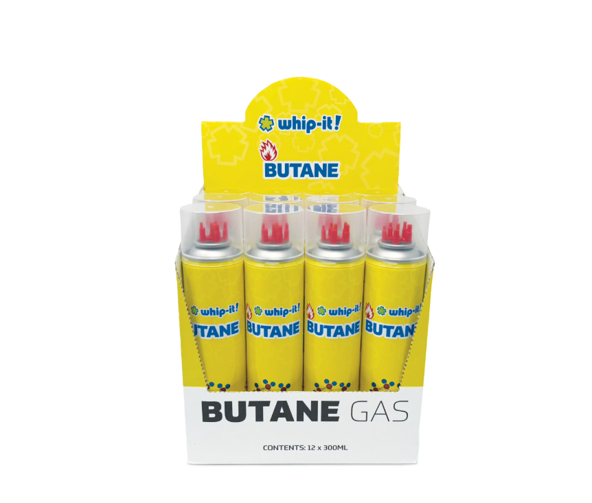 Pack of 12 Whip-it Butane Refill Fuel Universal Tips 300ml