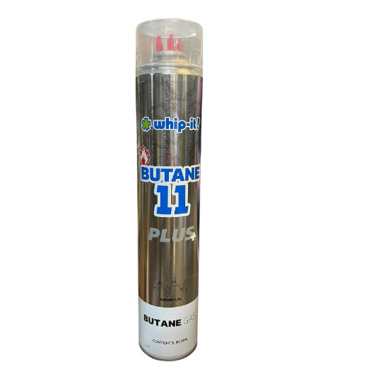 Purified Butane 11x Torch Refill Gas with 5 Universal Plastic Tips 800ml Each 4 Cans