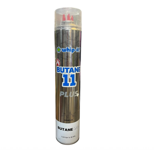 Purified Butane 11x Torch Refill Gas with 5 Universal Plastic Tips 800ml Each 4 Cans