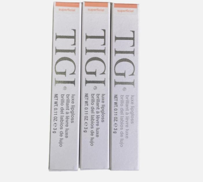 Lot of 3 TIGI Luxe Lipgloss SUPERFICIAL 0.11 oz