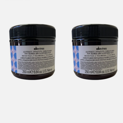 Lot Of 2 Davines Alchemic Creative Conditioner For Lightened Hair Marine Blue