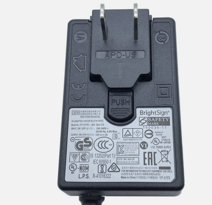 Oem Genuine Asia Power Device BrightSign WA-36A12R 12V 3A 36W Power Adapter