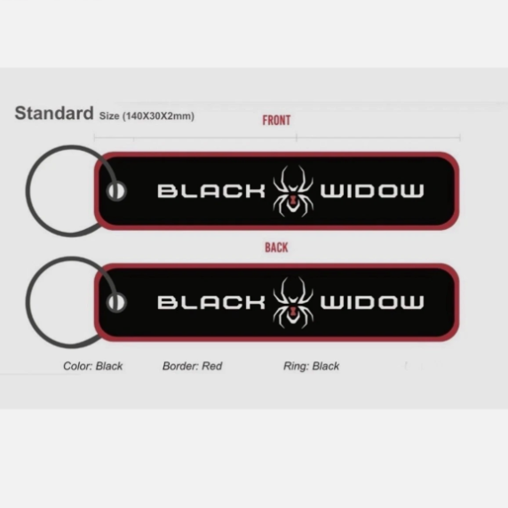 Black Widow Embroidered Key Chain Tag Keychain Gift Double Sided Keyring