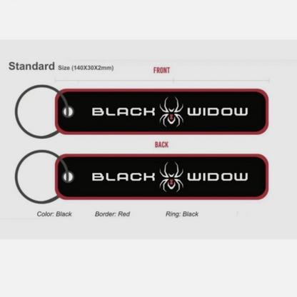 Black Widow Embroidered Key Chain Tag Keychain Gift Double Sided Keyring