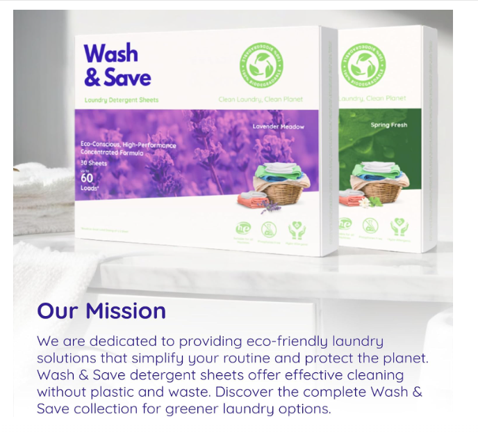 WASH & SAVE Laundry Detergent Sheets - 60 Loads / 30 Sheets | Plant-Based, Eco-Friendly, Hypoallergenic Liquidless Detergent | Perfect for Travel & Dorm - Spring Fresh