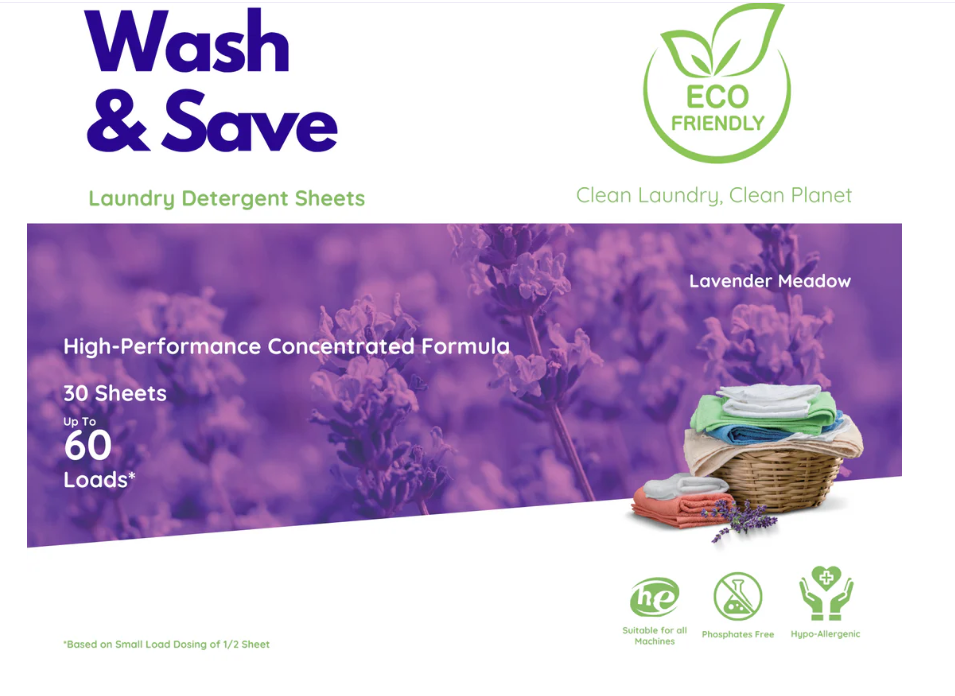 Wash & Save Laundry Detergent Sheets - Lavender Meadow