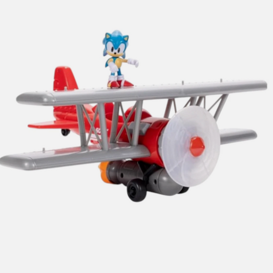 Sonic The Hedgehog Red & White Tornado Spinning Biplane W/ Sonic Figure 6 Sounds