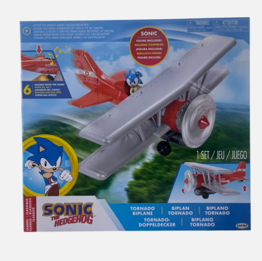 Sonic The Hedgehog Red & White Tornado Spinning Biplane W/ Sonic Figure 6 Sounds