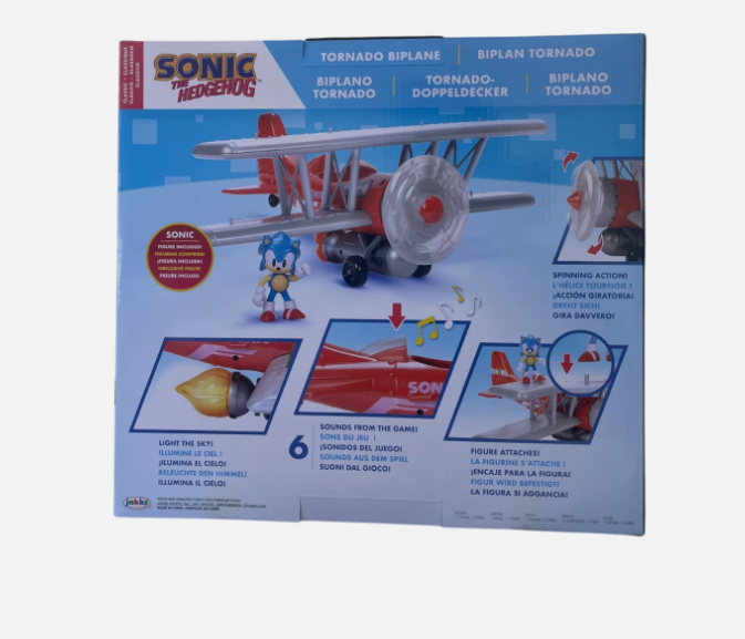 Sonic The Hedgehog Red & White Tornado Spinning Biplane W/ Sonic Figure 6 Sounds