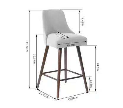 30 in. Benfield Stone Gray/Sable Wood Upholstered Bar Stools with Back (Set of 2)