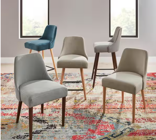 30 in. Benfield Stone Gray/Sable Wood Upholstered Bar Stools with Back (Set of 2)