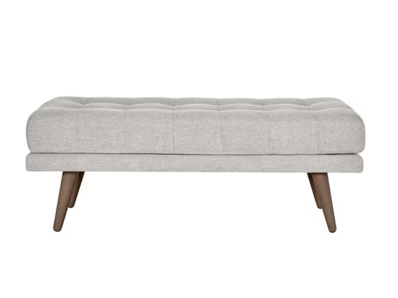 Whaverton Dining & Living Upholstered Accent Bench in Stone Gray with Oak Base (48" W x 18" H x 21" D)