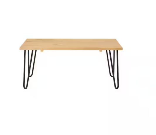Banyan Honey Brown Wood Rectangular Coffee Table with Hairpin Legs (42 in. W x 17.85 in. H)