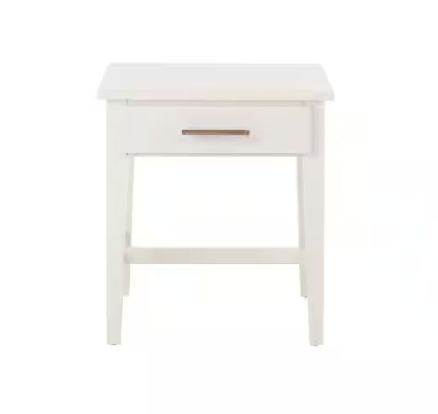 Bellamy Rectangular Ivory Wood 1 Drawer End Table (20 in. W x 22 in. H)
