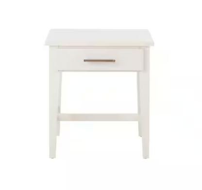 Bellamy Rectangular Ivory Wood 1 Drawer End Table (20 in. W x 22 in. H)