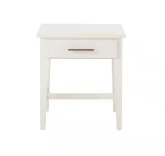 Bellamy Rectangular Ivory Wood 1 Drawer End Table (20 in. W x 22 in. H)