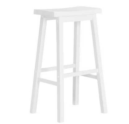 24 in. White Wood Backless Saddle Bar Stool (1-piece)