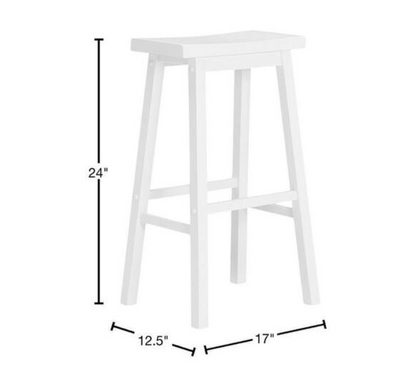 24 in. White Wood Backless Saddle Bar Stool (1-piece)