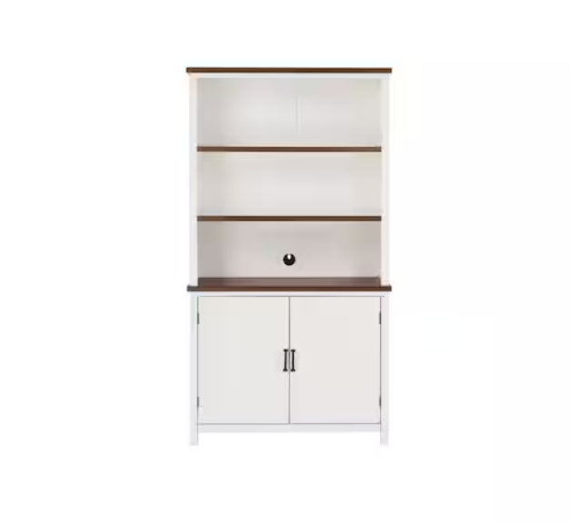 Appleton White and Haze Finish Wood Bookcase with Concealed Storage (39 in. W x 72 in. H)