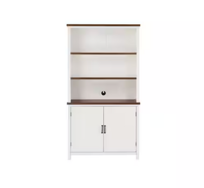 Appleton White and Haze Finish Wood Bookcase with Concealed Storage (39 in. W x 72 in. H)