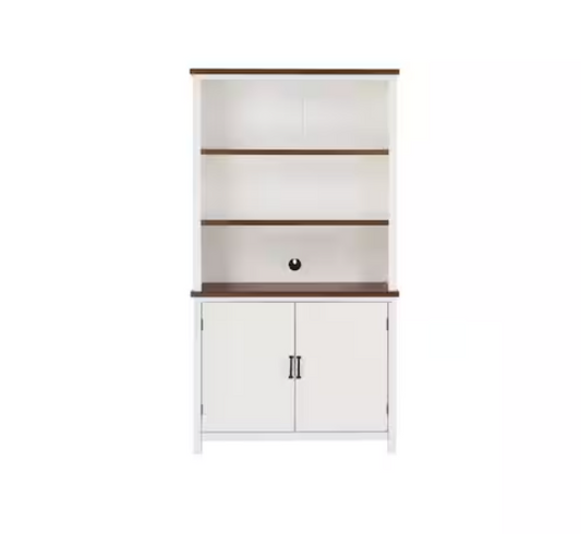 Appleton White and Haze Finish Wood Bookcase with Concealed Storage (39 in. W x 72 in. H)