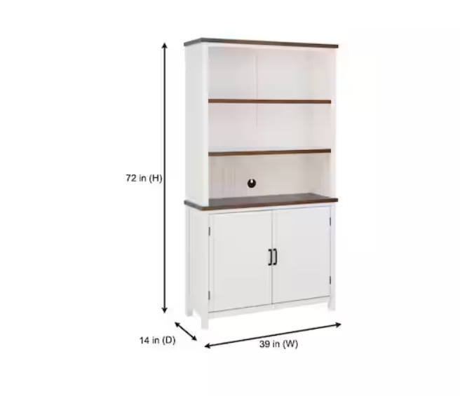 Appleton White and Haze Finish Wood Bookcase with Concealed Storage (39 in. W x 72 in. H)