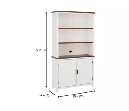 Appleton White and Haze Finish Wood Bookcase with Concealed Storage (39 in. W x 72 in. H)